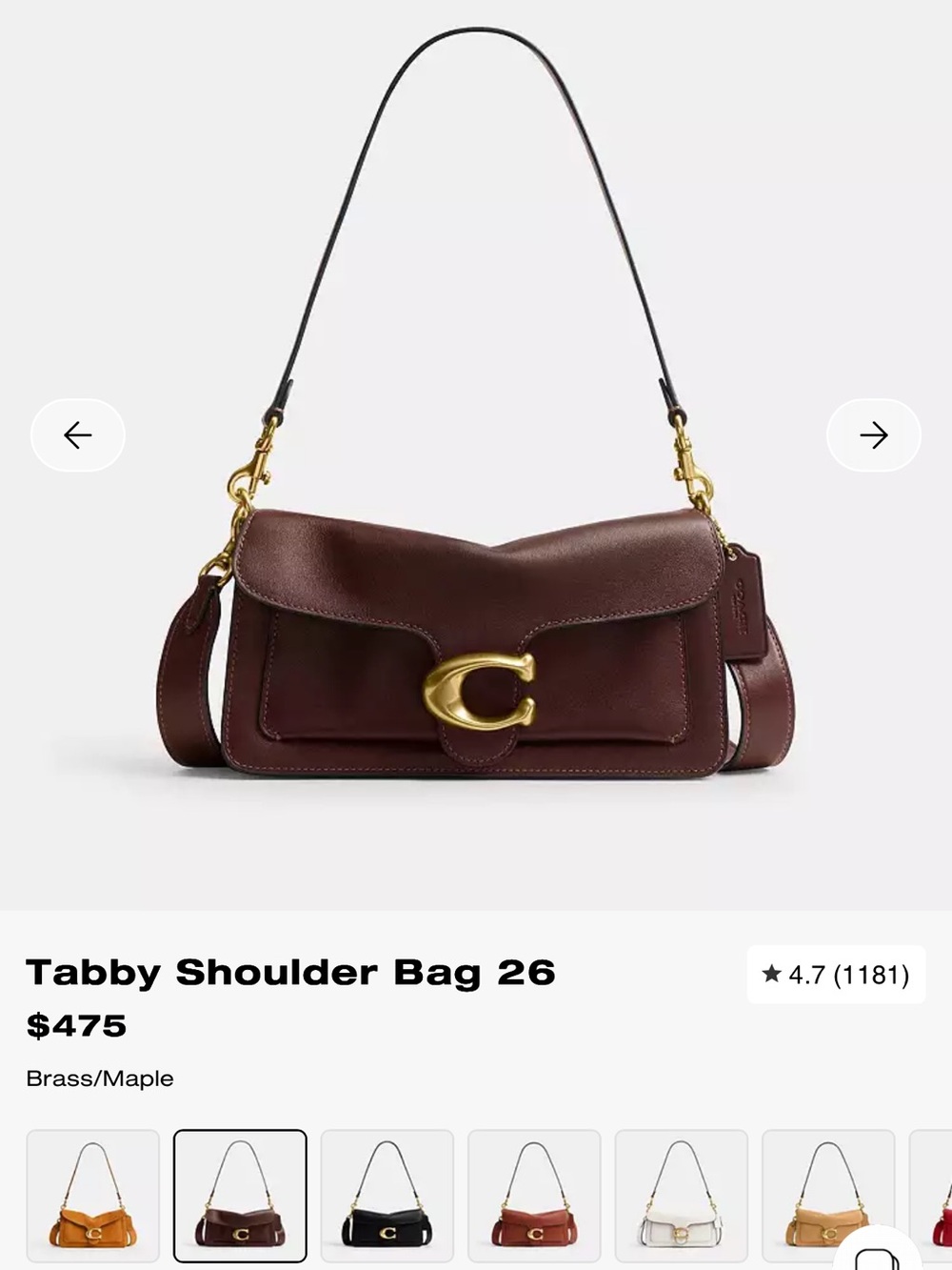 Coach Tabby Shoulder Bag 26 in Maple Brass